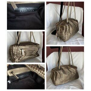 Sondra Roberts Squared bronze woven handbag